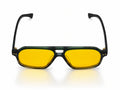 Lunettes aviateur Nath acétate marron bleu vert — verres jaune ambré Tala Studio — vue 2