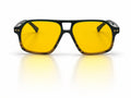 Lunettes aviateur Nath acétate marron bleu vert — verres jaune ambré Tala Studio — vue 3