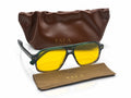 Lunettes aviateur Nath acétate marron bleu vert — verres jaune ambré Tala Studio — vue 5